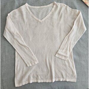 GAP Women's Pullover Sweater Knit White Size Large V Neck Collar